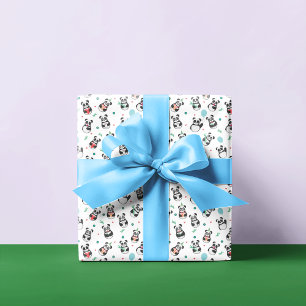 Cute Panda Pattern Birthday   wit Cadeaupapier
