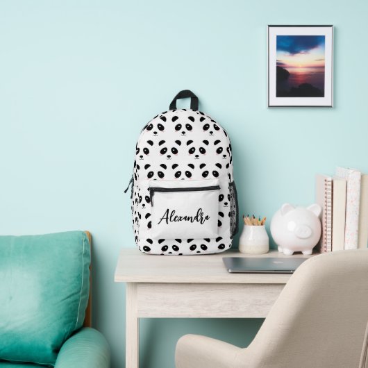 Cute Panda Pattern Black and White Bedrukte Rugzak (Insitu)