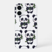Cute Panda Pattern iPhone Case – Black & White 16 Hoesje (Achterkant)