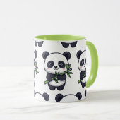 Cute Panda Pattern Mug – Black & White Design (Devant droit)