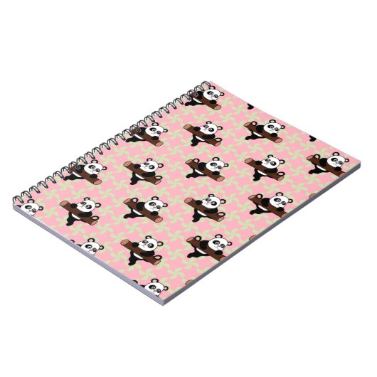 Cute Panda Pattern on Pink – Kawaii Seamless  Notitieboek (Linkerzijde)