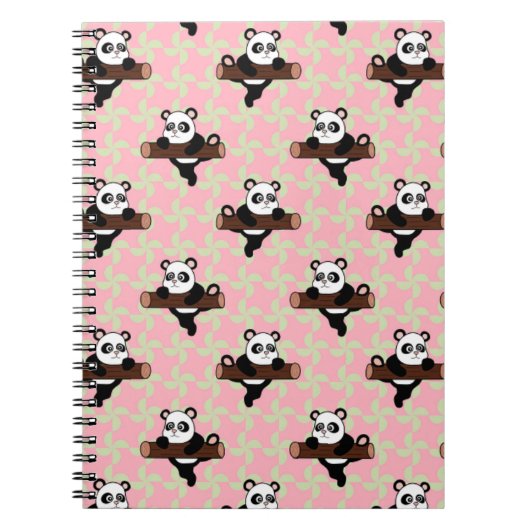 Cute Panda Pattern on Pink – Kawaii Seamless  Notitieboek (Voorkant)