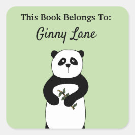 Cute Panda Personalized Book Bord Vierkante Sticker
