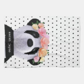 Cute Panda Polka Dot Personalized Kitchen Towel Theedoek (Horizontaal)