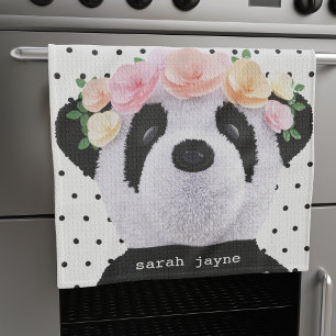 Cute Panda Polka Dot Serviette De Cuisine Personna