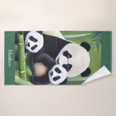 Cute Panda Porte Mère Et Cubes Monogramme (Serviette de bain)