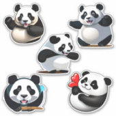 Cute Panda Poses Sticker (Voorkant)