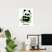 Cute Panda, poster met aangepaste naam (Thuiskantoor)