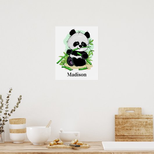 Cute Panda, poster met aangepaste naam (Keuken)