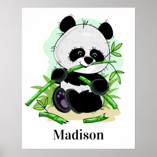 Cute Panda, poster met aangepaste naam