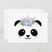Cute panda princeskroon briefkaart (Voorkant / Achterkant)