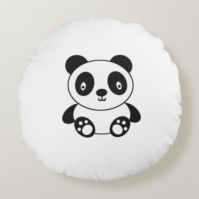 Cute Panda Rond Kussen (Voorkant)