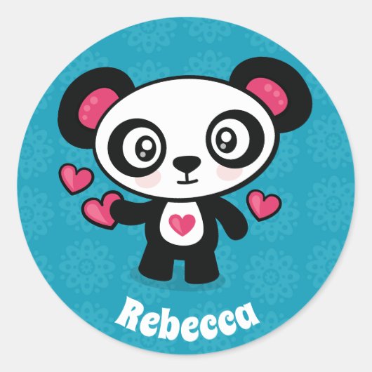 Cute Panda Ronde Sticker (Voorkant)