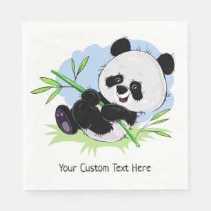 Cute Panda serviettes en papier texte personnalisé