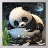 Cute Panda Sleeping Stars Moon Custom Nursery Art Poster (Voorkant)