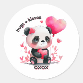 Cute Panda- Valentijnsdag- OXOX Ronde Sticker
