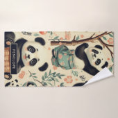Cute Panda Vintage Peinture sans joint (Serviette de bain)