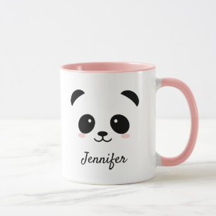 Cute panda visage personnalisé tasse rose