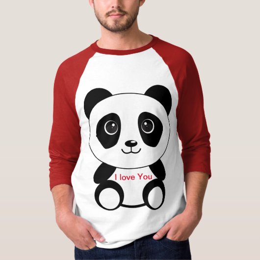Cute Panda zegt dat ik van je hou. Zitten. T-shirt (Voorkant)