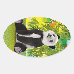 Cute Pandabeer Kawaii Dierenliefhebber Perfect Cad Ovale Sticker