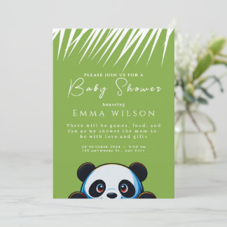 Cute Pandabeer Tropische Bladeren Aangepaste Baby Kaart