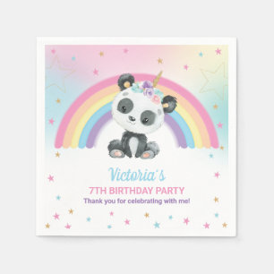 Cute Pandacorn Panda Birthday Party Rainbow Servet