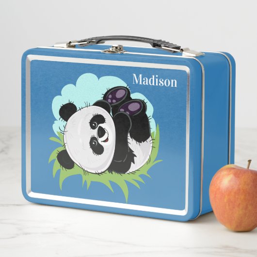 Cute Pandas aangepaste naamlunchbox (In situ)
