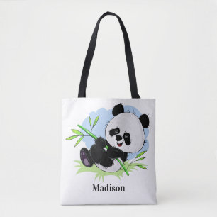 Cute Pandas aangepaste naamzakken Draagtas