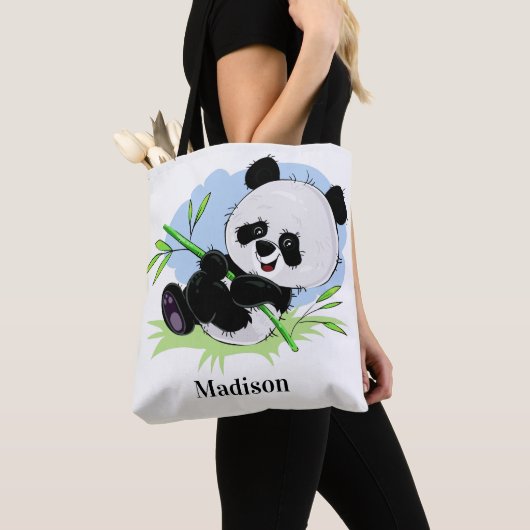 Cute Pandas aangepaste naamzakken Draagtas (Dichtbij)