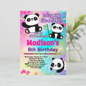 Cute Pandas Birthday Party Kaart (Staand voorkant)