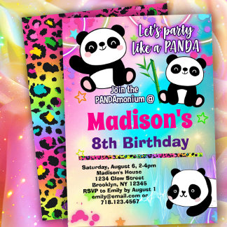 Cute Pandas Birthday Party Kaart