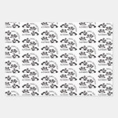 Cute Pandas Black en White Pattern - Aangepast 3 Inpakpapier Vel (Voorkant 2)