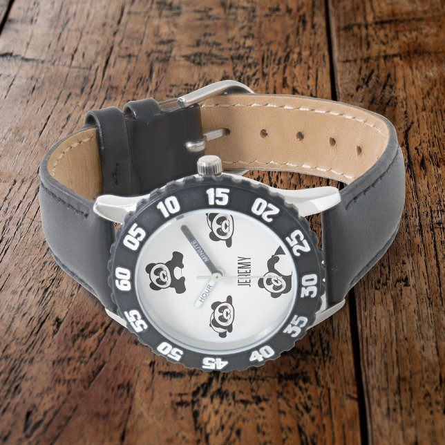 Cute Pandas Black en White Personalized Horloge (Creator heeft geüpload)