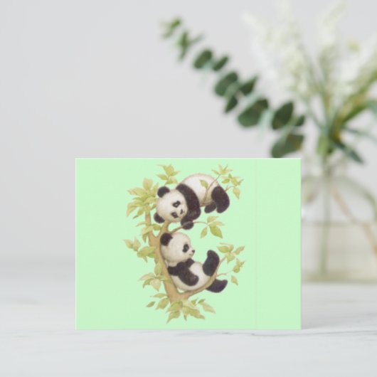 Cute Pandas Briefkaart (Staand voorkant)