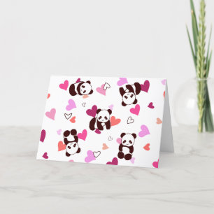 Cute Pandas Hart Valentijnskaart Feestdagen Kaart