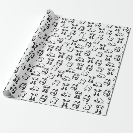 Cute Pandas Pattern Cadeaupapier (Uitgerold)