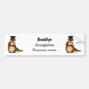 Cute pangolin graduate cartoon bumpersticker