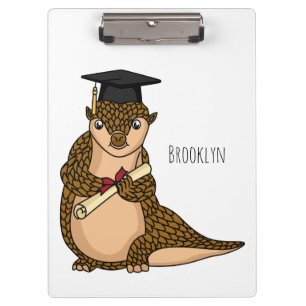 Cute pangolin graduate cartoon klembord