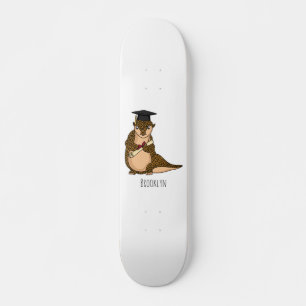 Cute pangolin graduate cartoon skateboard