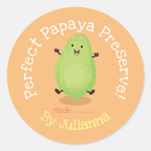 Cute papaya préserve dessin étiquette