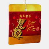Cute Paper-cut Rat Year Stylized lantern SqCO Keramisch Ornament (Rechts)