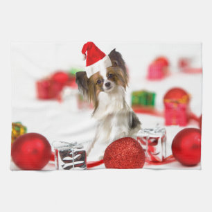 Cute Papillon Dog kerstkerstkerstkerstkerstkerstke Theedoek