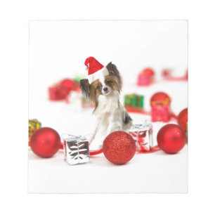 Cute Papillon-hond Kerstman-muts Notitieblok
