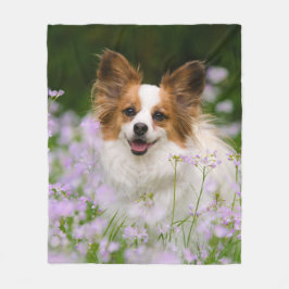 Cute Papillon Spaniel Head Foto voor Hondenliefheb Fleece Deken
