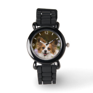 Cute Papillon Spaniel Photo Hondenliefhebbers dial Horloge