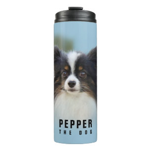 Cute Papillon Speelgoed Spaniel Dog aan de Dock Thermosbeker