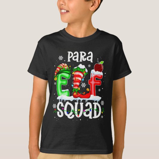 Cute Para Elf Squad Funny Christmas Elf Kids Teach T-shirt (Voorkant)
