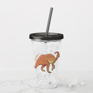 Cute parasaurolophus dinosaur cartoon acryl drinkbeker