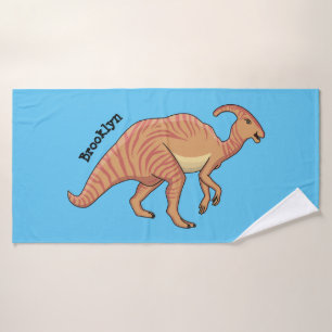 Cute parasaurolophus dinosaur cartoon bad handdoek