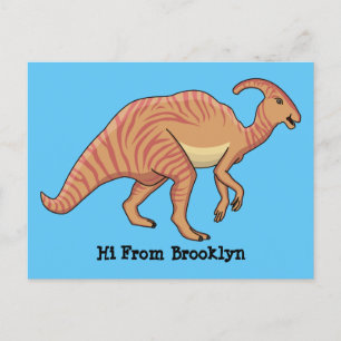 Cute parasaurolophus dinosaur cartoon briefkaart